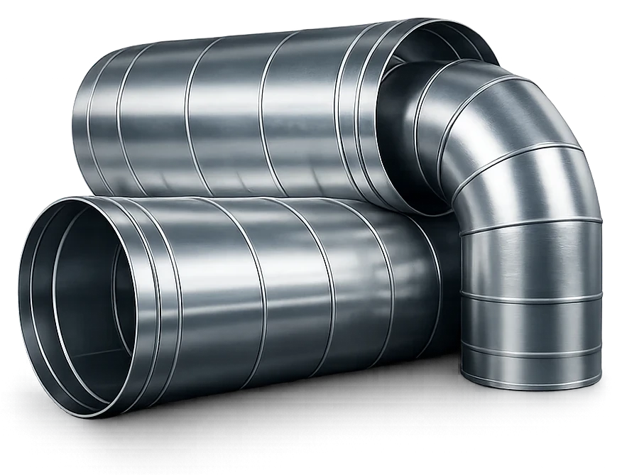 Conduits spiralés et coude 90° en acier galvanisé